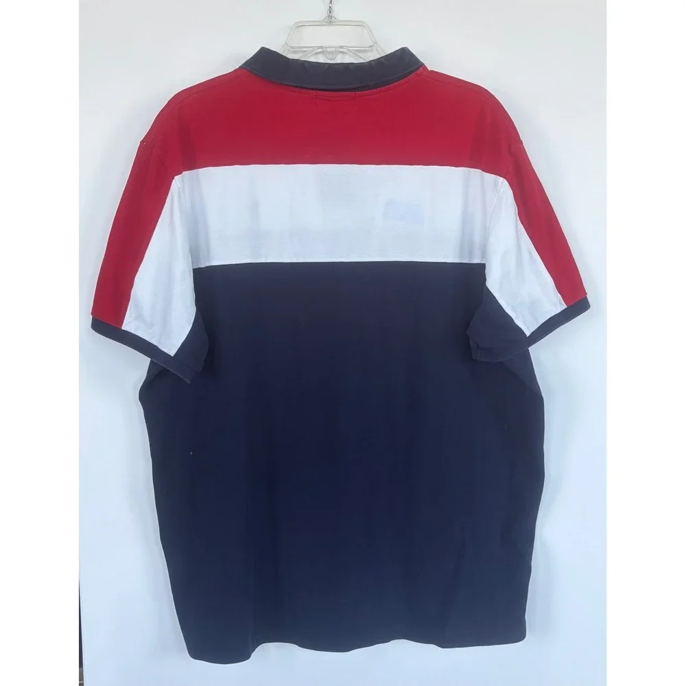 Polo Ralph Lauren Mens XL Classic Fit Colorblock Polo Shirt Red White Navy Blue